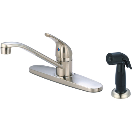 OLYMPIA FAUCETS Single Handle Kitchen Faucet, NPSM, Standard, Brushed Nickel, Number of Holes: 4 Hole K-4161-BN